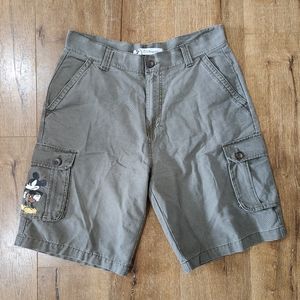 Vtg Disney Store mickey khaki cargo shorts sz 36 grandpacore y2k retro vacation